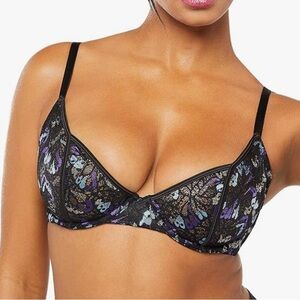 Savage X Fenty Butterfly Wings Unlined Tulip Cup Wave Rider Blue Bra Size 40C